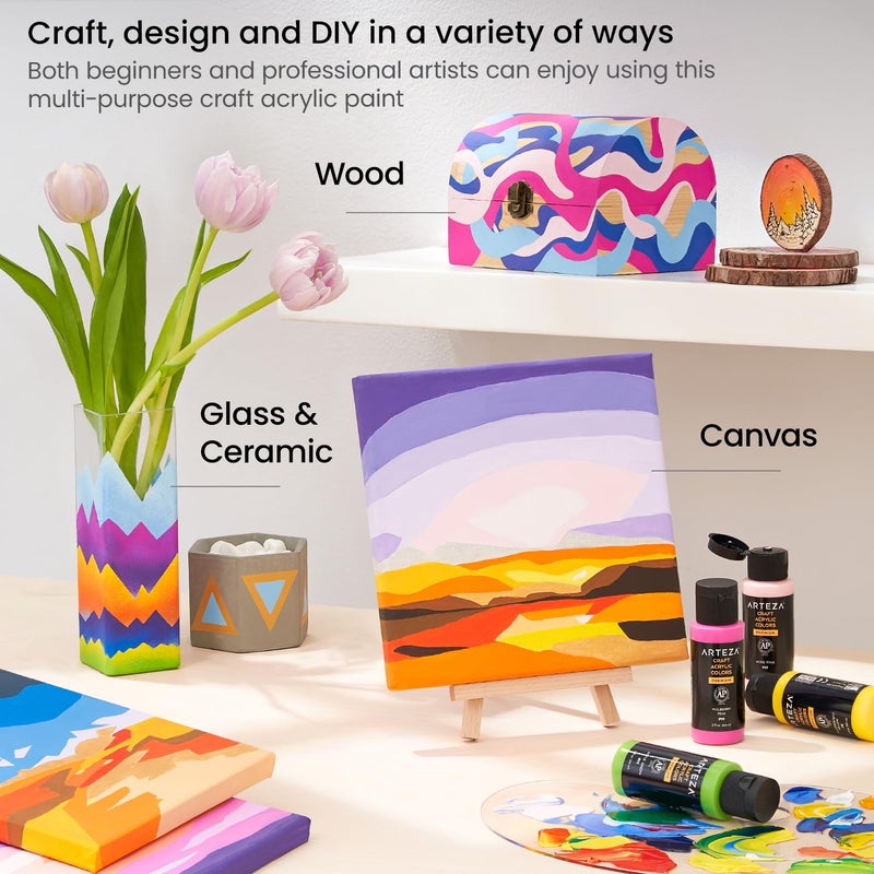 ARTEZA Craft Acrylic Paint, A404 Watermelon Pink, 4 ounces Bottle, Water-Based, Blendable, Matte Acrylic Paint for Art & DIY Outdoor Projects - Image 4